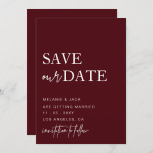 Save The Date Burgundy Simple Calligraphie Enregistrer La Date