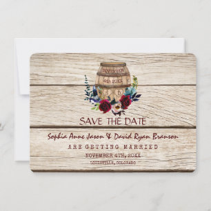 Save The Date Burgundy Vin Floral Barrel Automne Enregistrer La 
