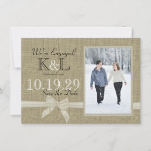 Save The Date Burlap and Bow Rustic Country Enregistrer la date