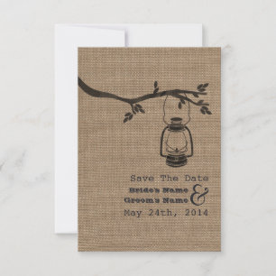 Save The Date Burlap Inspiré Huile Mariage Lanterne Enregistrer 