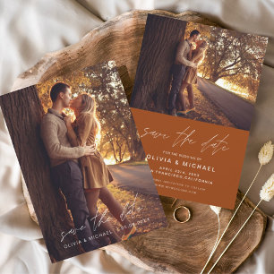 Save the Date Burnt Orange Handwritten Wedding