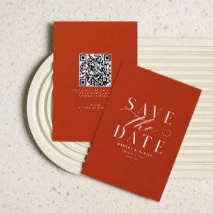 Save The Date Burnt Orange Terracotta Enregistrer La Date QR Cod