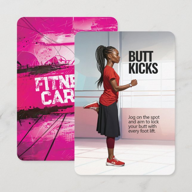 Save The Date Butt Kicks Fitness Card with Pink Backing (Devant / Derrière)