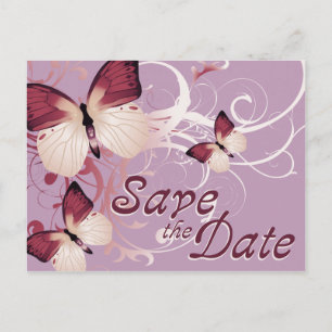 save the date : butterflies : announcement postcard