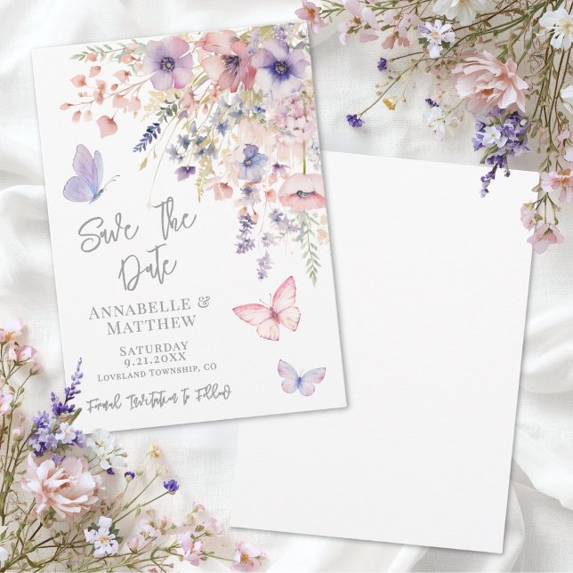 Save The Date Butterfly Wildflower Wedding (Butterfly Wildflower Wedding Save the Date )