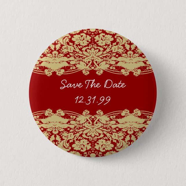 Save The Date Button-Personalizable Text  2 Inch Round Button (Front)