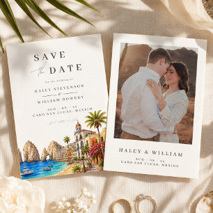 Save The Date Cabo San Lucas Mexique Destination Aquarelle