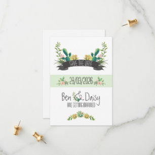 Save The Date Cactus Aquarelle Fleurie Succulente Bohème Désert 