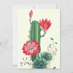 Save The Date Cactus avec fleurs