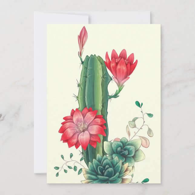 Save The Date Cactus avec fleurs (Devant)
