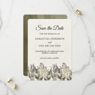 Save The Date Cactus d'aquarelle verte moderne 