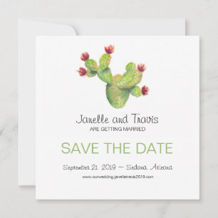 Save The Date Cactus de mariage peint à la main, Enregistrez la 