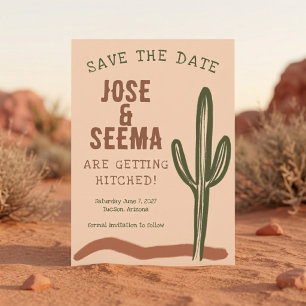 Save The Date Cactus Saguaro Dessiné à la Main sur le thème du F