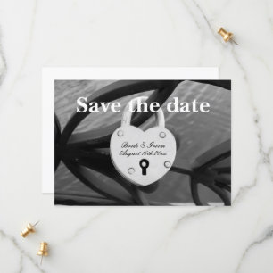 Save The Date Cadenas en forme de coeur sur la clôture mariage p