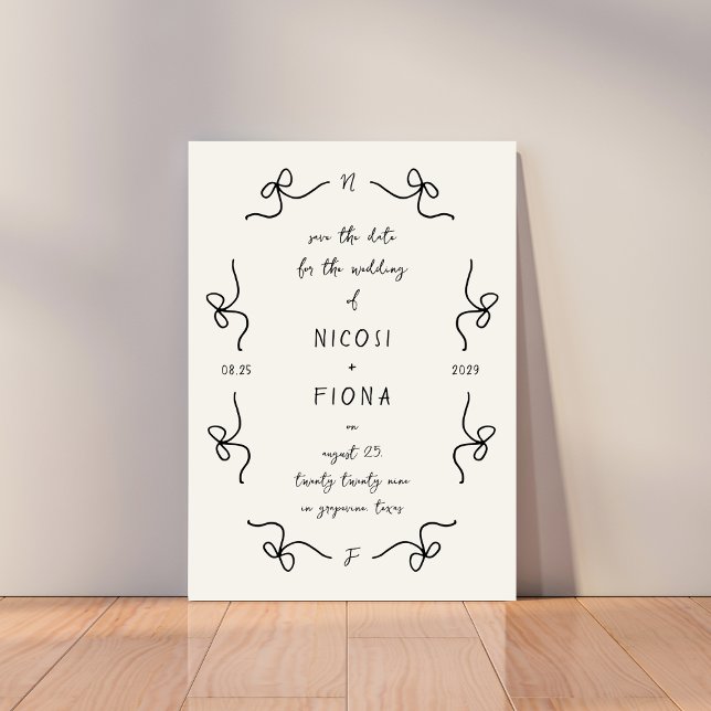 Save The Date Cadre à arc rétro français écriture manuscrite mar (Créateur téléchargé)