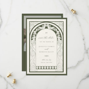 Save The Date Cadre Art Nouveau Vert Photo