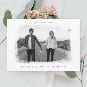 Save The Date Cadre brossé noir et blanc