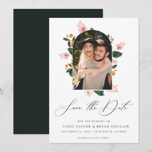 Save The Date Cadre d'arc floral moderne Enregistrer la photo de