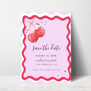 Save The Date Cadre de mariage ondulé cerise Coquette vintage fr