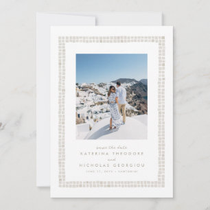 Save The Date Cadre de tuile simple mariage de destination beige