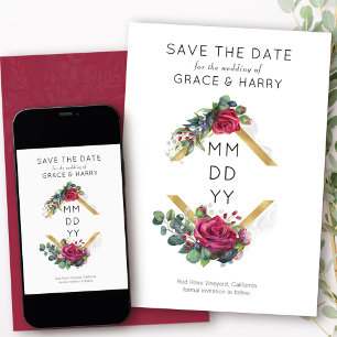 Save The Date Cadre géométrique Diamant Or Rose Rouge