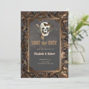 Save The Date Cadre gothique floral de crâne vintage pour Sauveg