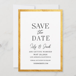 Save The Date Cadre Moderne Minimaliste avec Bordure Dorée Fine