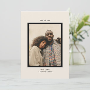 Save The Date Cadre Noir Moderne Mariage Minimaliste Élégant