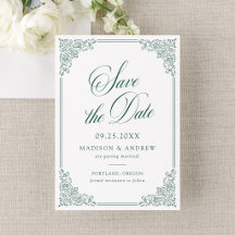 Cadre Orné Vert Élégant Mariage Vintage