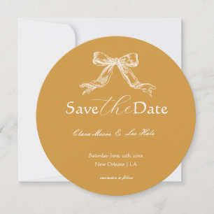 Save The Date Cadre Orné Vintage Jaune Moutarde Mariage Rond