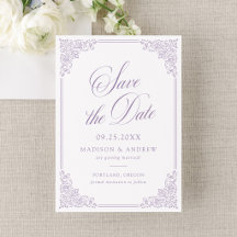 Cadre Orné Violet Élégant Mariage Vintage