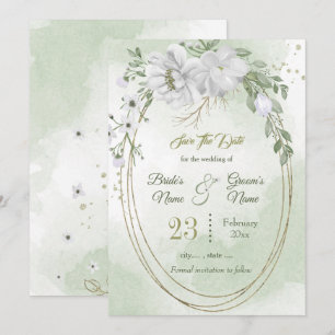 Save The Date Cadre ovale blanc romantique