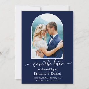 Save The Date Cadre photo Arc moderne bleu