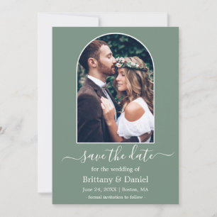 Save The Date Cadre photo Arc moderne Sage Green