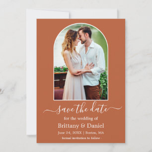 Save The Date Cadre photo Arch moderne Burning Orange