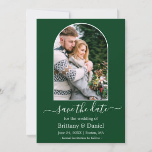 Save The Date Cadre photo Arch moderne Vert