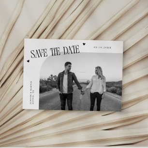 Save The Date Cadre photo courbe blanc à cœur simple