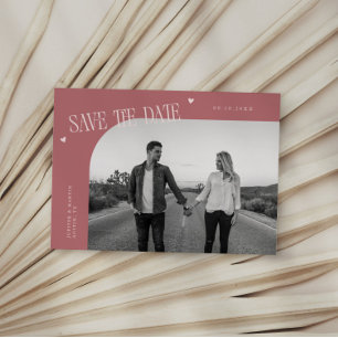 Save The Date Cadre photo courbe rose à cœur simple