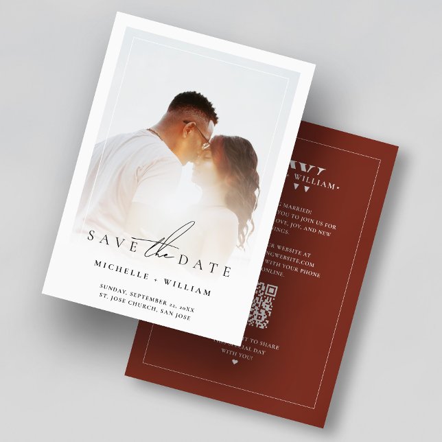 Save The Date Cadre photo de mariage en terre cuite à monogramme (Monogram Terracotta Wedding Photo Frame Modern Save The Date
)