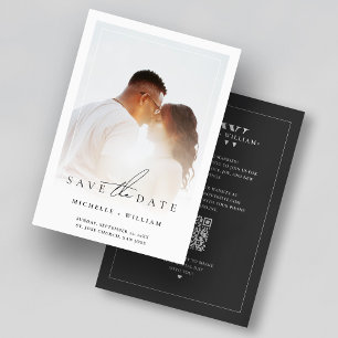 Save The Date Cadre photo de monogramme de mariage minimal gris