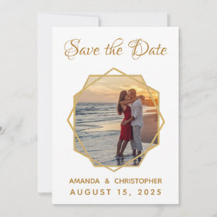 Save The Date Cadre photo géométrique doré Mariage calligraphiqu