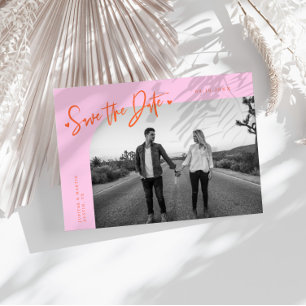 Save The Date Cadre photo incurvé orange rose cœur de script mod