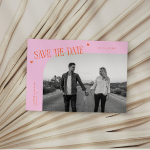 Save The Date Cadre photo incurvé orange rose Simple Heart