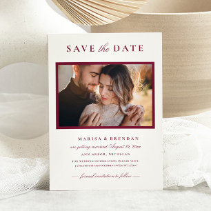 Save The Date Cadre photo rouge Merlot élégant Mariage
