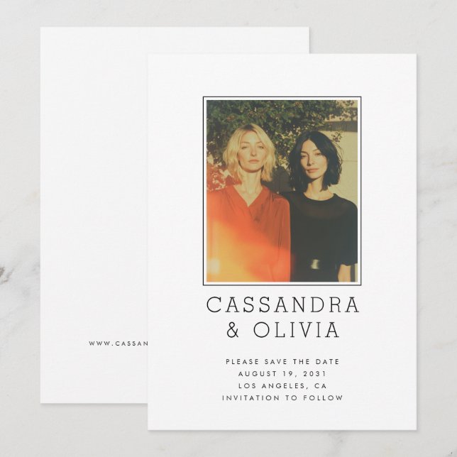 Save The Date Cadre photo simple moderne avec code QR pour maria (Devant / Derrière)