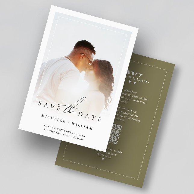 Save The Date Cadre photo taupe de monogramme de mariage moderne (Modern Minimalist Dark Taupe Wedding Photo Frame Save The Date
)