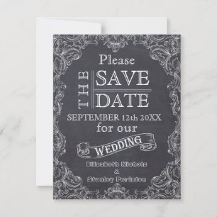 Save The Date Cadre vintage & mariage en tableau noir Enregistre