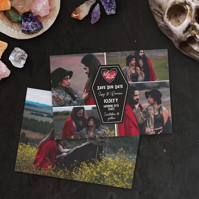 Save The Date Café noir jusqu'à la mort Coeur Goth Photo (Créateur téléchargé)