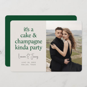 Save The Date Cake Champagne Fun Typographie Mariage vert