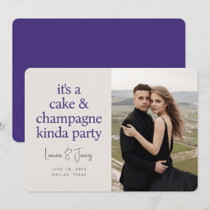 Save The Date Cake Champagne Fun Typographie Violet Mariage